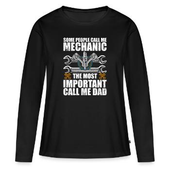 Some people call me mechanic - T-shirt manches longues Premium bio Femme - noir - Devant - Julia (174cm)
