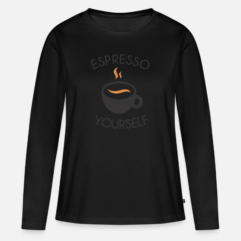 Espresso yourself - Frauen Premium Bio Langarmshirt - Schwarz