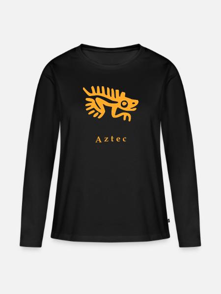 Azteken Echse - Frauen Premium Bio Langarmshirt - Schwarz