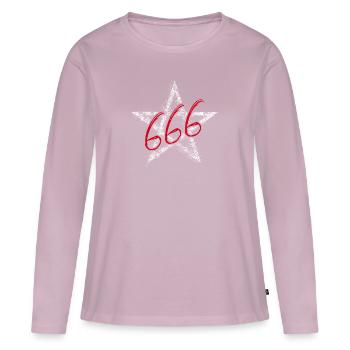 Pentagramme 666 - T-shirt manches longues Premium bio Femme - rose poudré - Devant - Julia (174cm)