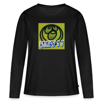 Hé!! - Image - 2023 - T-shirt manches longues Premium bio Femme - noir - Devant - Julia (174cm)