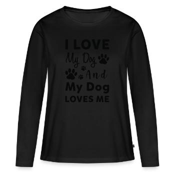 Douce rengaine sur l’amour des chiens - T-shirt manches longues Premium bio Femme - noir - Devant - Julia (174cm)