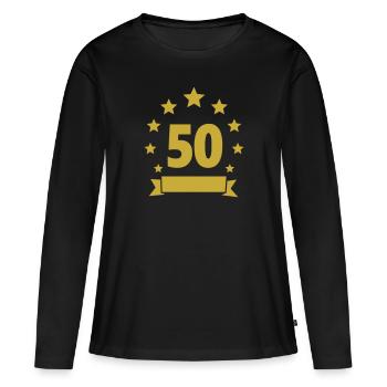 50e anniversaire 50 ans Stars - T-shirt manches longues Premium bio Femme - noir - Devant - Julia (174cm)