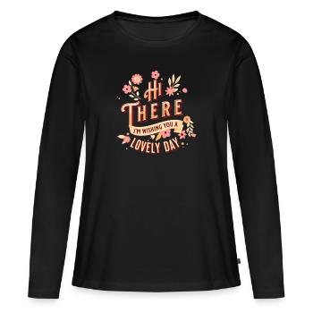 Belle journée florale - T-shirt manches longues Premium bio Femme - noir - Devant - Julia (174cm)