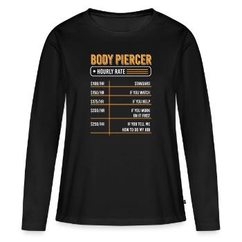 Profession Piercing Piercing Studio - T-shirt manches longues Premium bio Femme - noir - Devant - Julia (174cm)