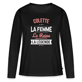 Colette - La Femme - La Reine - La Légende - T-shirt manches longues Premium bio Femme - noir - Devant - Julia (174cm)