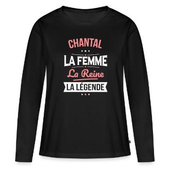 Chantal - La Femme - La Reine - La Légende - T-shirt manches longues Premium bio Femme - noir - Devant - Julia (174cm)