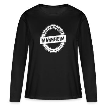 Mannheim - Frauen Premium Bio Langarmshirt - Schwarz - Vorne - Julia (174cm)