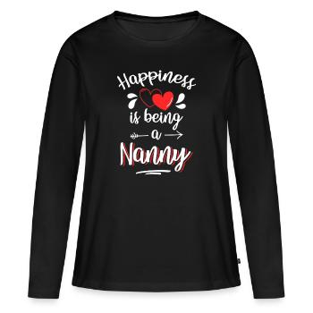 Glück Freude Optimismus - Frauen Premium Bio Langarmshirt - Schwarz - Vorne - Julia (174cm)
