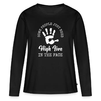 Sarcasme Drôles de collègues Provocation - T-shirt manches longues Premium bio Femme - noir - Devant - Julia (174cm)