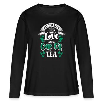 Tea Drinkers Cozy Tea Lovers Teas - Women's Premium Organic Long Sleeve Shirt - black - Front - Julia (174cm)