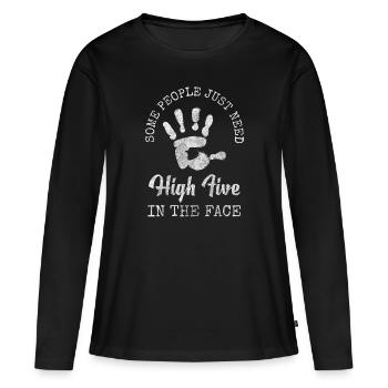 Humour noir Drôle de provocation Dictons - T-shirt manches longues Premium bio Femme - noir - Devant - Julia (174cm)