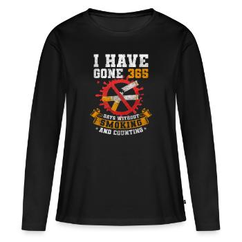 Bâton lumineux mégot de cigarette non-fumeur - T-shirt manches longues Premium bio Femme - noir - Devant - Julia (174cm)