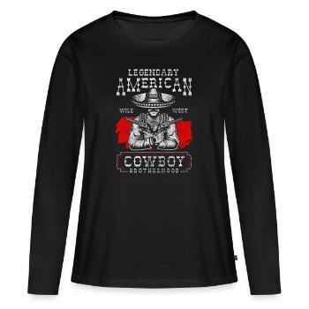 Bottes de cowboy Wild West USA - T-shirt manches longues Premium bio Femme - noir - Devant - Julia (174cm)