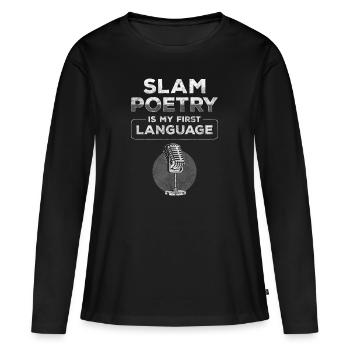Auteur de poésie Poèmes Rédacteur - T-shirt manches longues Premium bio Femme - noir - Devant - Julia (174cm)