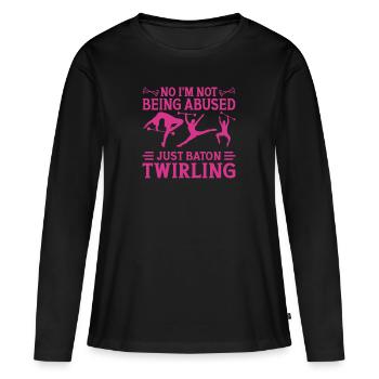 Bâton Twirling Staff Jonglage Gymnastik mit Stab - Frauen Premium Bio Langarmshirt - Schwarz - Vorne - Julia (174cm)