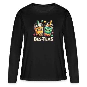Bubble Tea beste Freunde, beste Freundinnen - Frauen Premium Bio Langarmshirt - Schwarz - Vorne - Julia (174cm)