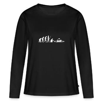 Locomotive ferroviaire évolution du train miniature - T-shirt manches longues Premium bio Femme - noir - Devant - Julia (174cm)