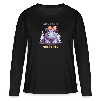 Nölpferd - Frauen Premium Bio Langarmshirt - Schwarz - Vorne - Julia (174cm)