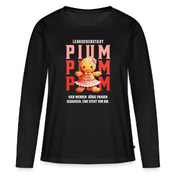 Pium: süsse Lebkuchen Frau in Borgholzhausen - Frauen Premium Bio Langarmshirt - Schwarz - Vorne - Julia (174cm)
