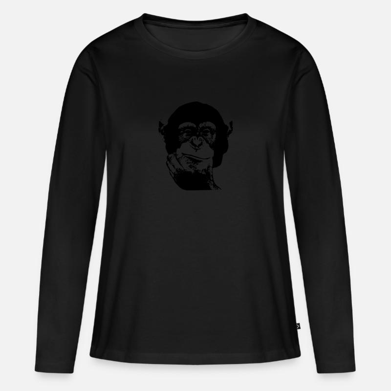 Denken Sie Schimpansen - Frauen Premium Bio Langarmshirt - Schwarz
