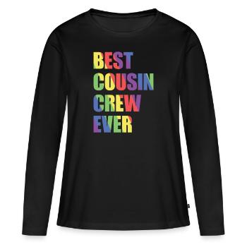 Meilleur équipage de cousin jamais - T-shirt manches longues Premium bio Femme - noir - Devant - Julia (174cm)