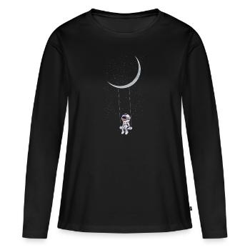 Astronaut in der Galaxie - Frauen Premium Bio Langarmshirt - Schwarz - Vorne - Julia (174cm)