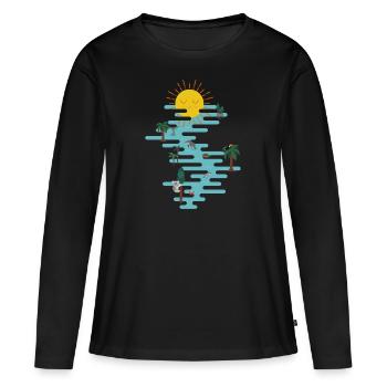 sun & ocean - T-shirt manches longues Premium bio Femme - noir - Devant - Julia (174cm)