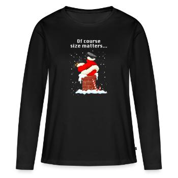 Lustiger Weihnachtspullover - Santa im Kamin - Frauen Premium Bio Langarmshirt - Schwarz - Vorne - Julia (174cm)
