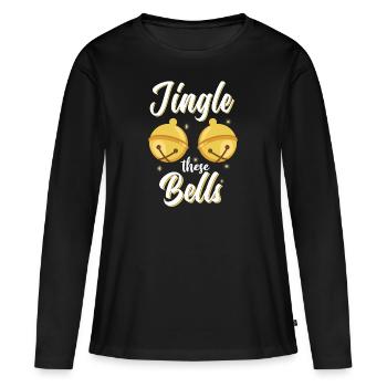 Jingle ces cloches - T-shirt manches longues Premium bio Femme - noir - Devant - Julia (174cm)