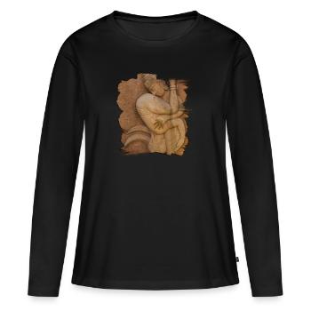 Position 7 - T-shirt manches longues Premium bio Femme - noir - Devant - Julia (174cm)