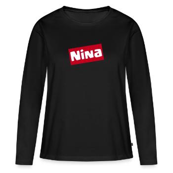 Nina - Frauen Premium Bio Langarmshirt - Schwarz - Vorne - Julia (174cm)