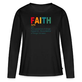 Foi - T-shirt manches longues Premium bio Femme - noir - Devant - Julia (174cm)