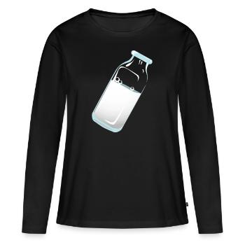 Du lait - T-shirt manches longues Premium bio Femme - noir - Devant - Julia (174cm)