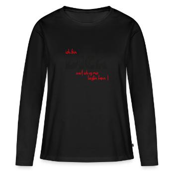 ich bin dick weil ich es mir leisten kann - Frauen Premium Bio Langarmshirt - Schwarz - Vorne - Julia (174cm)