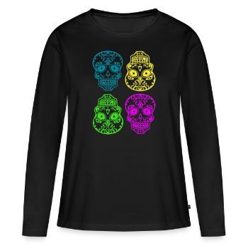 Skull - T-shirt manches longues Premium bio Femme - noir - Devant - Julia (174cm)