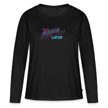 Bonjour haineux, va te faire foutre plus tard - T-shirt manches longues Premium bio Femme - noir - Devant - Julia (174cm)