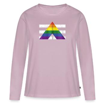 Drapeau de fierté gay allié LGBT pour hétéro - T-shirt manches longues Premium bio Femme - rose poudré - Devant - Julia (174cm)