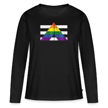 Drapeau de fierté gay allié LGBT pour hétéro - T-shirt manches longues Premium bio Femme - noir - Devant - Julia (174cm)
