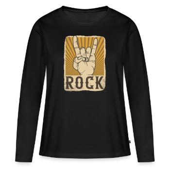 Rock and roll - T-shirt manches longues Premium bio Femme - noir - Devant - Julia (174cm)