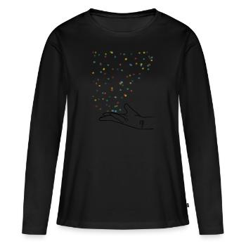 Confetti - T-shirt manches longues Premium bio Femme - noir - Devant - Julia (174cm)