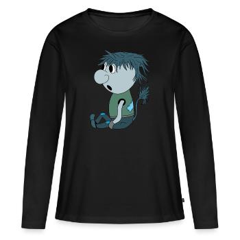 Troll bleu - T-shirt manches longues Premium bio Femme - noir - Devant - Julia (174cm)