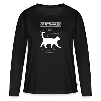 chat chat caresser guide - T-shirt manches longues Premium bio Femme - noir - Devant - Julia (174cm)