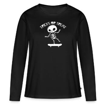 Halloween Skateboard Skeleton Tricks ou Treat - T-shirt manches longues Premium bio Femme - noir - Devant - Julia (174cm)