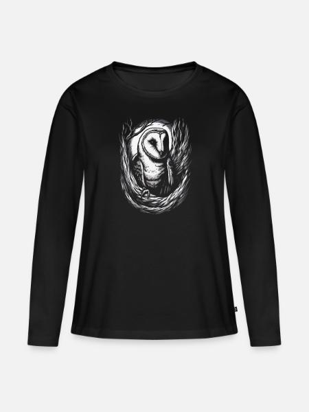 Schleiereule - Frauen Premium Bio Langarmshirt - Schwarz
