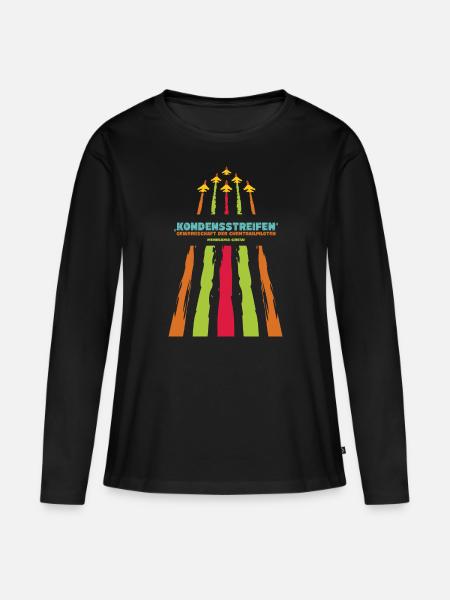 Himmelsgeheimnisse: Kondensstreifen vs. Chemtrails - Frauen Premium Bio Langarmshirt - Schwarz