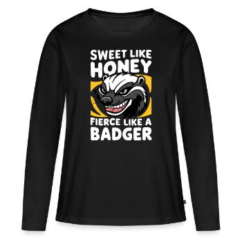 Blaireau Miel Blaireau Animal - T-shirt manches longues Premium bio Femme - noir - Devant - Julia (174cm)