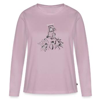 Employé du mois - T-shirt manches longues Premium bio Femme - rose poudré - Devant - Julia (174cm)