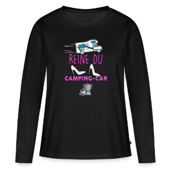 Camping-car Femme Reine Du Camping Cadeau - T-shirt manches longues Premium bio Femme - noir - Devant - Julia (174cm)