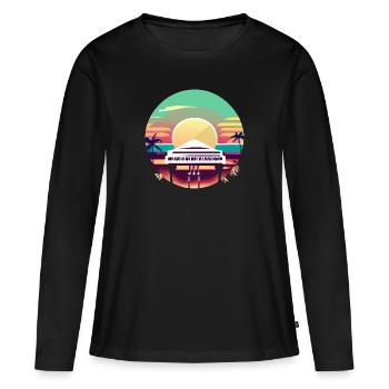 Coucher de soleil Piano Paradise - T-shirt manches longues Premium bio Femme - noir - Devant - Julia (174cm)